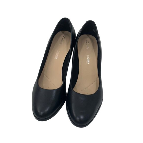 Clarks Womens Kaylin Cara Black Leather Comfortable Block Heel Pumps SZ 9M - Picture 6 of 12